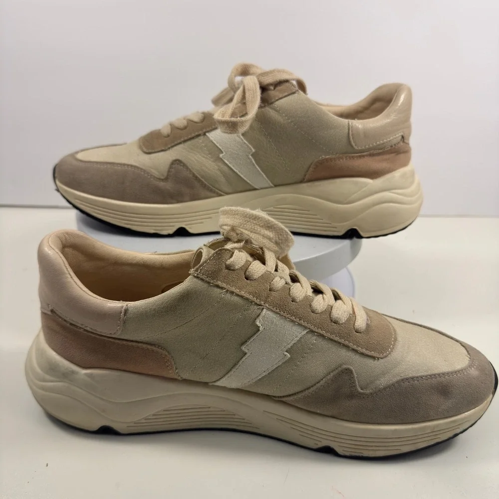 Oasis Society Chunky Sneakers Beige Suede‎ Leather Casual Retro Shoes Size 10
